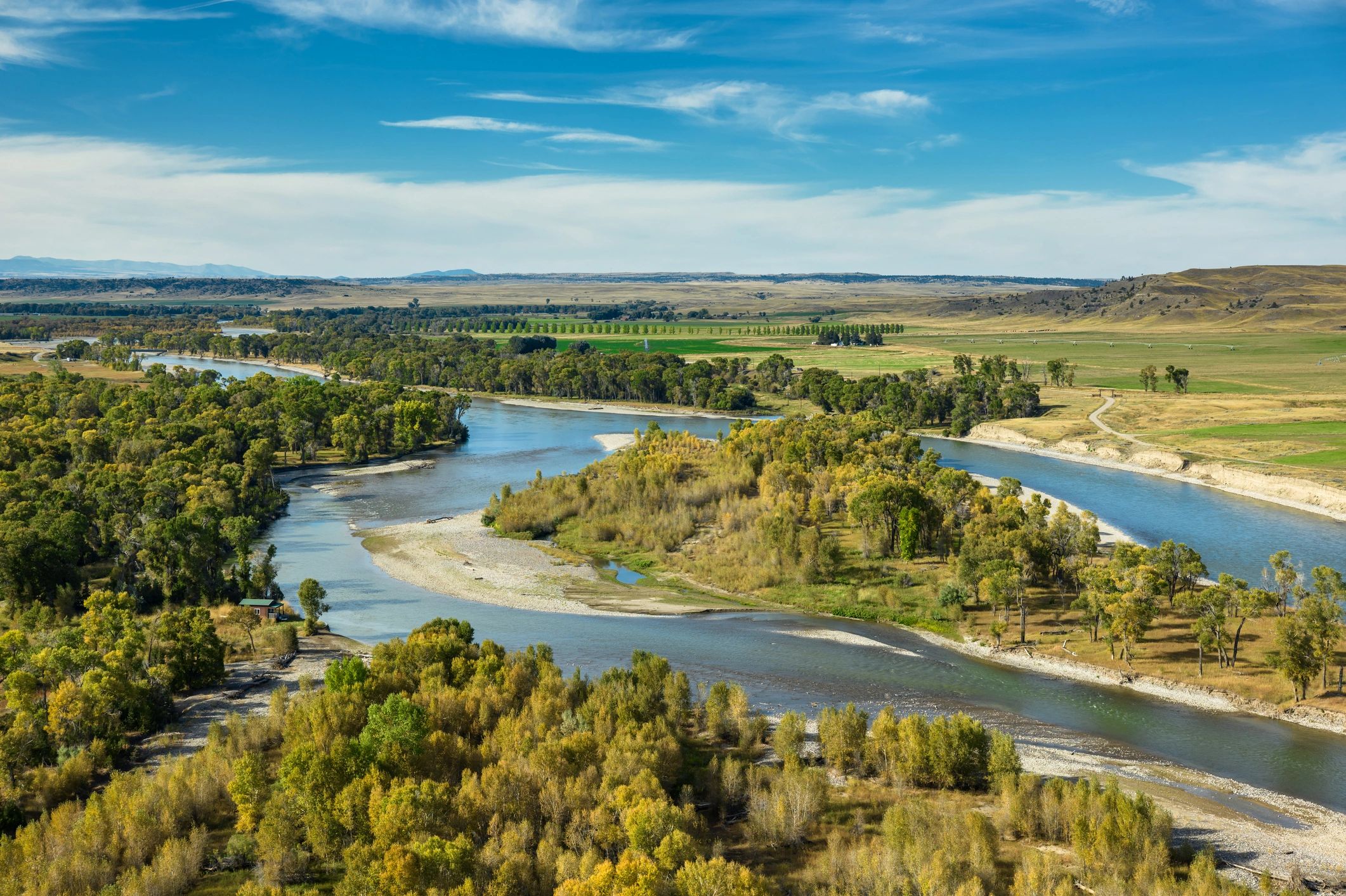Aerial view of the scenic Great Falls landscape